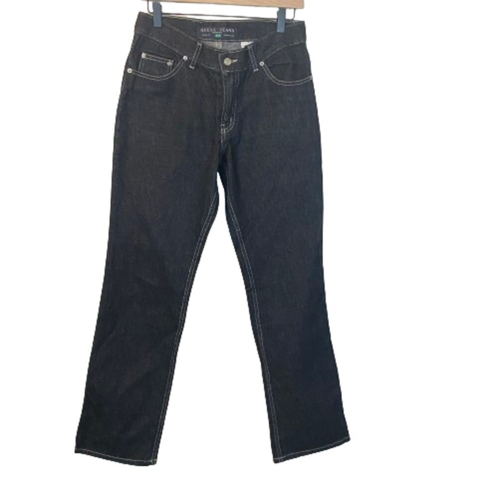 Guess Vintage Black Pascal 075 Loose Fit Tapered Leg Jeans High Waisted Sz 28**